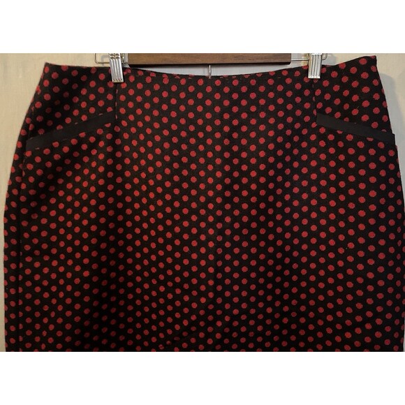 Talbots Wool Blend Navy Blue Red Polka Dot Career Pencil Skirt Women's Size 16 - Picture 2 of 5
